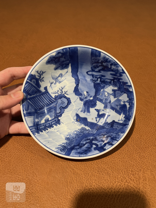 清康熙 青花人物故事纹盘 - 图2